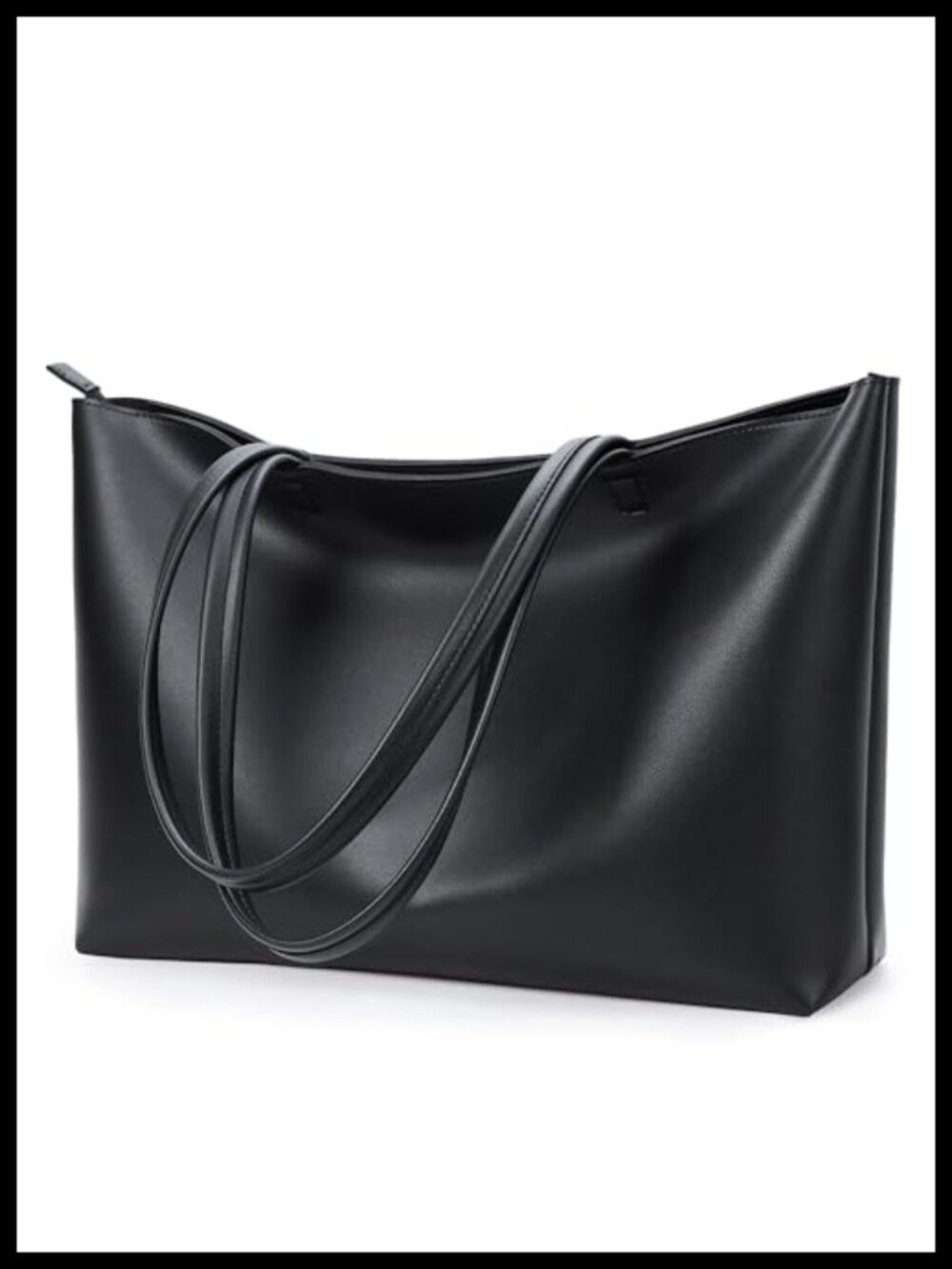 Vegan Leather Tote Bag Zipper Satchel Shoulder Bag Faux Leather Purse